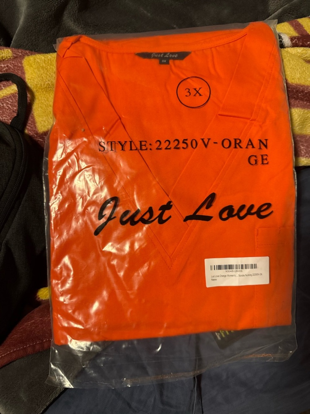 Just Love Women's V-Neck Scrub Top - Orange